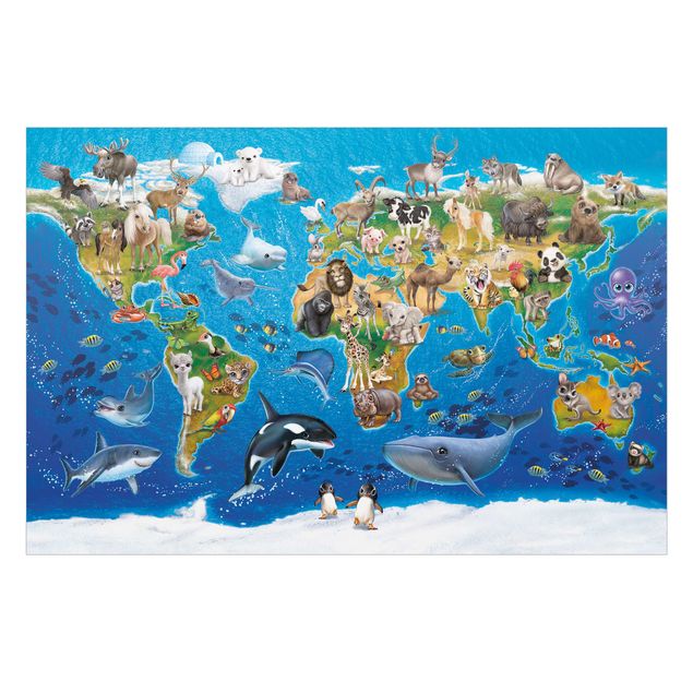 Vinilo para cristales - Animal Club International - World Map With Animals