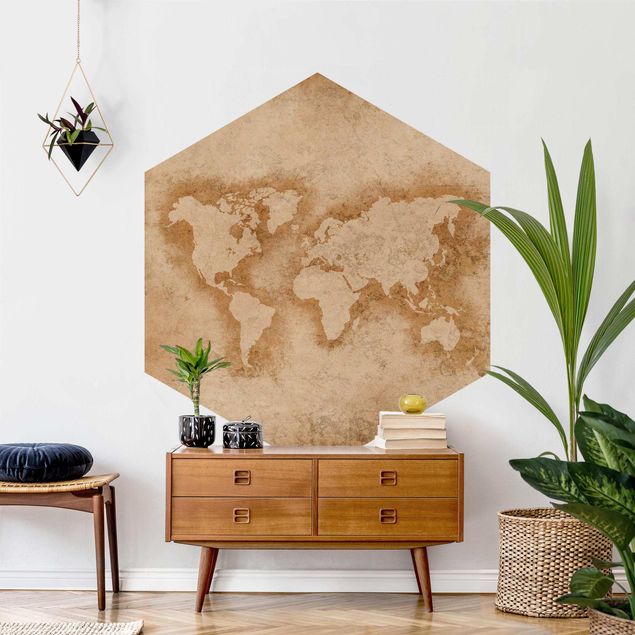 Papel pared mapamundi Antique World Map