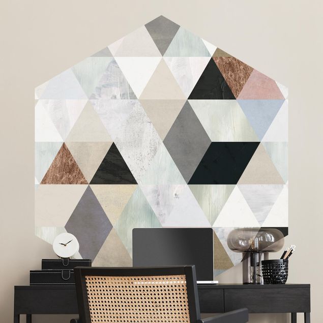 Decoración de cocinas Watercolour Mosaic With Triangles I