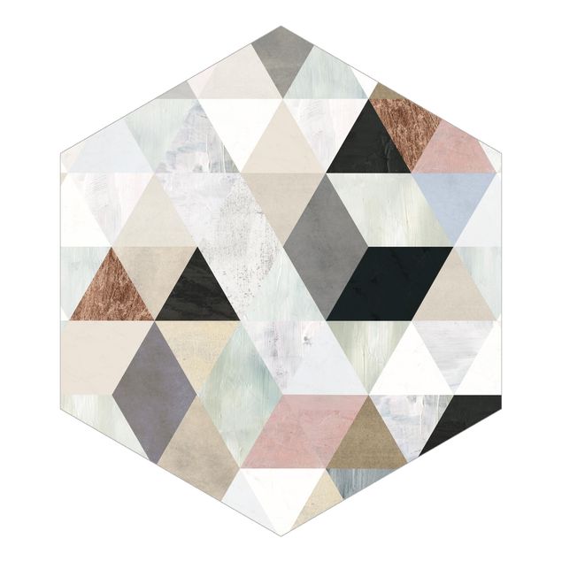 Papel pintado Watercolour Mosaic With Triangles I