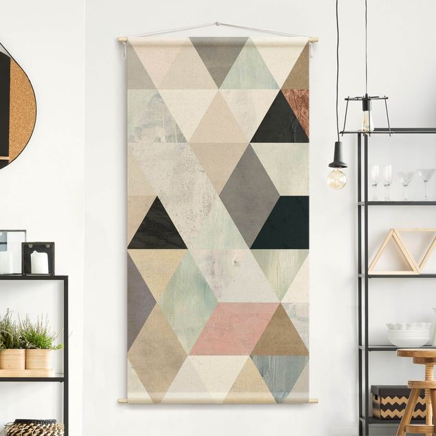 Tapices de pared modernos Watercolour Mosaic With Triangles I