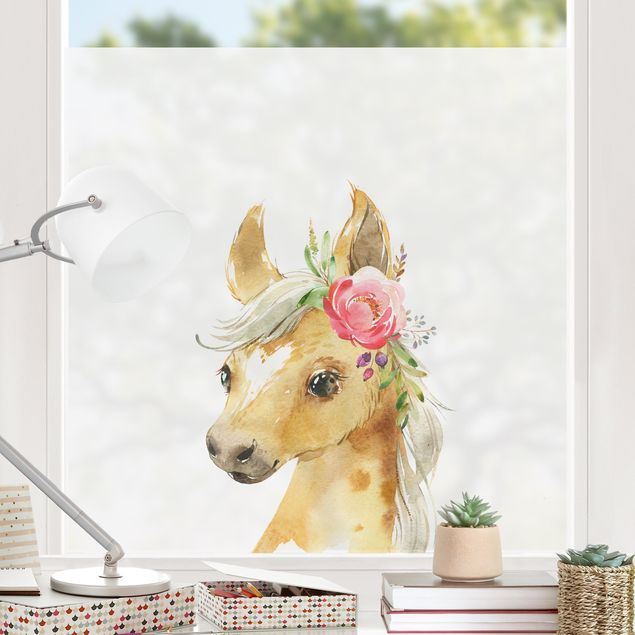 Decoración infantil pared Watercolour - Horse gaze