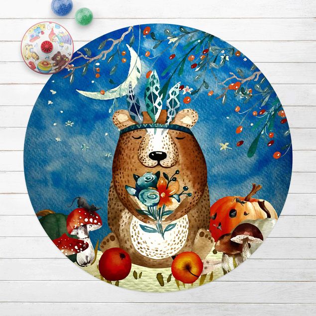 Decoración infantil pared Watercolour Bear In Moonlight