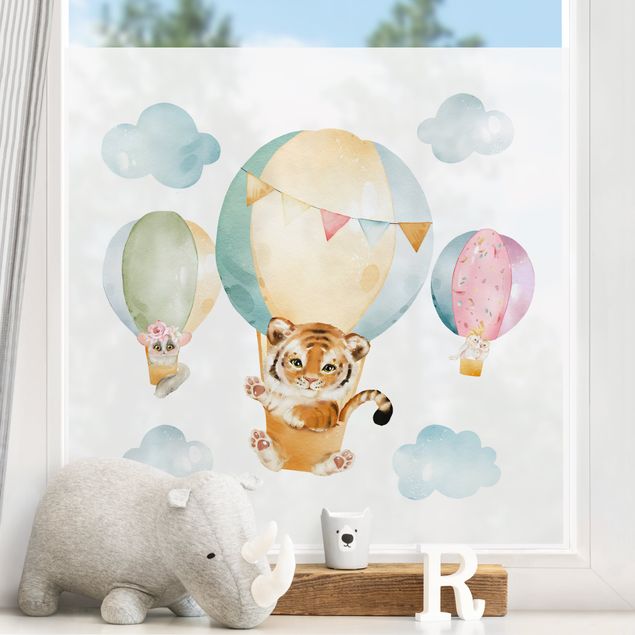 Decoración habitación infantil Watercolour Balloon Ride - Tiger and Friends