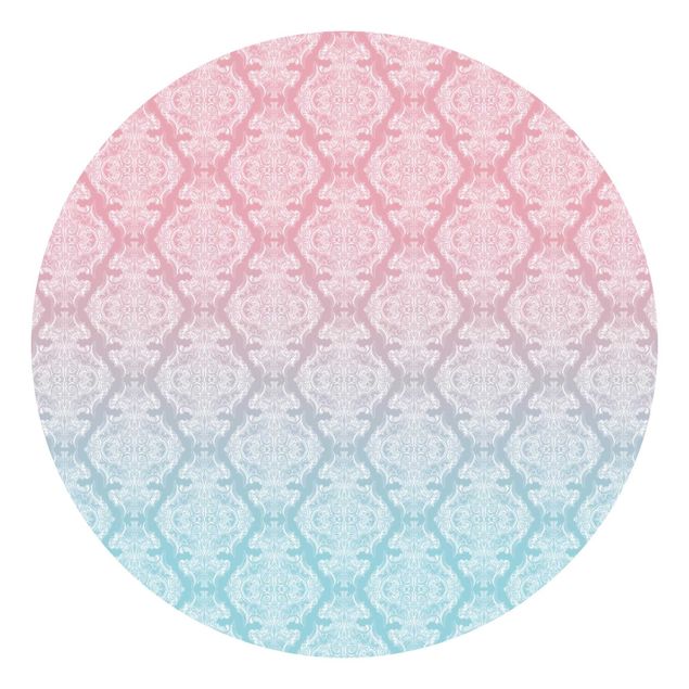 Papeles pintados modernos Watercolour Baroque Pattern With Blue Pink Gradient