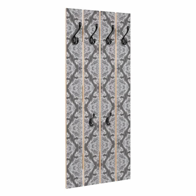 Percha pared Watercolour Baroque Pattern In Front Of Dark Gray