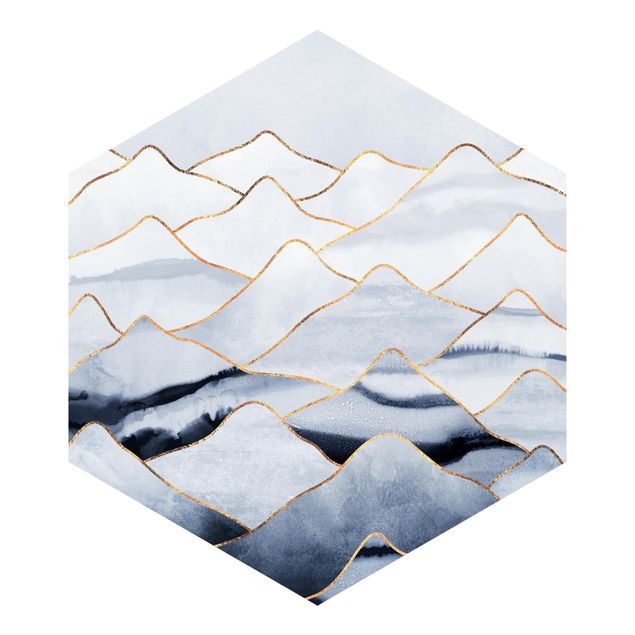 Cuadros Elisabeth Fredriksson Watercolour Mountains White Gold
