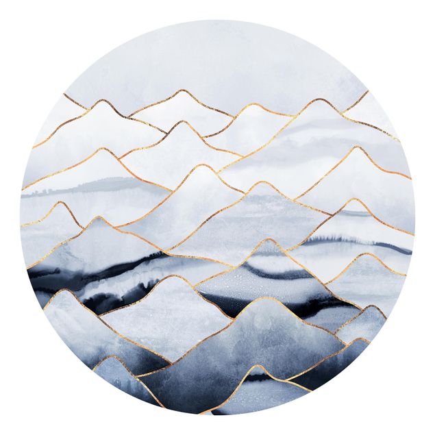 Papel pintado moderno Watercolour Mountains White Gold