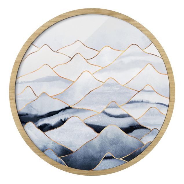 Láminas de cuadros famosos Watercolour Mountains White Gold