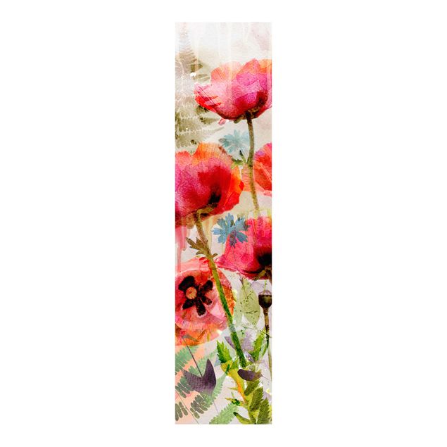 Paneles japoneses flores Watercolour Flowers Poppy