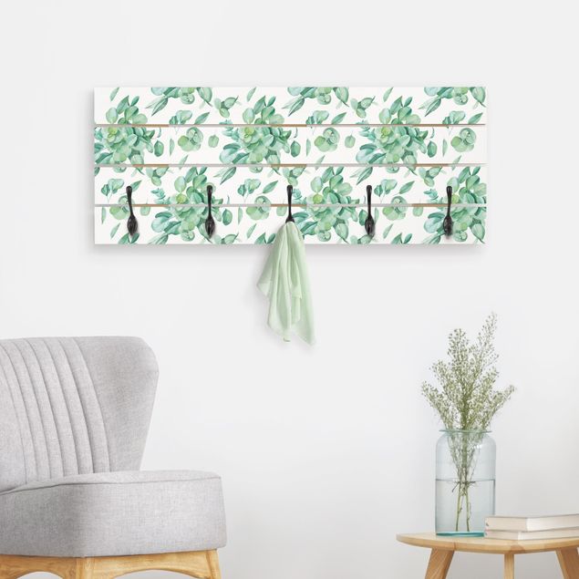 Percheros de pared de flores Watercolour Eucalyptus Bouquet Pattern