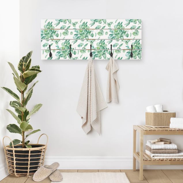 Percheros de pared de patrones Watercolour Eucalyptus Bouquet Pattern