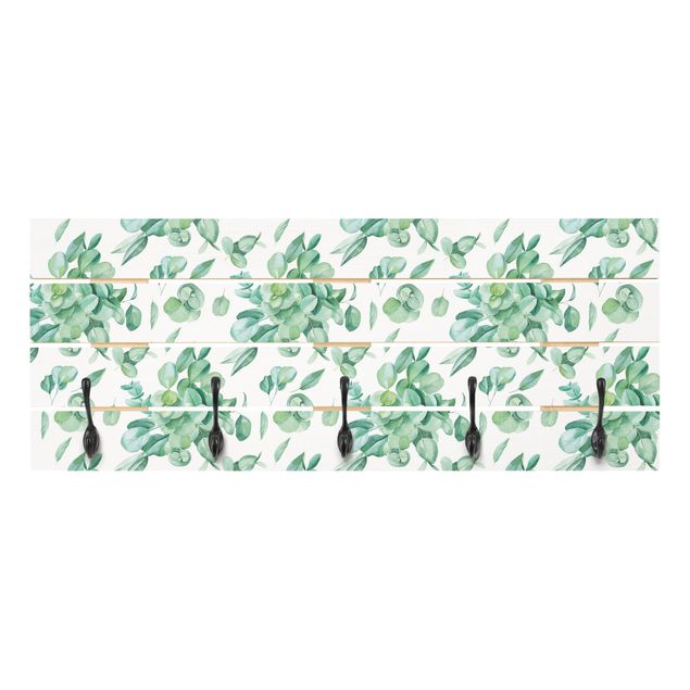 Perchero madera pared Watercolour Eucalyptus Bouquet Pattern