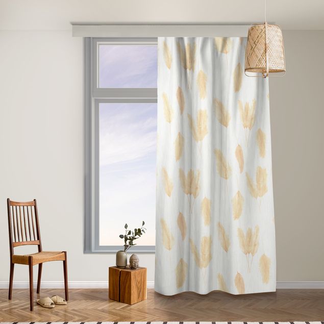 cortinas para sala modernas Watercolour Pampas Grass Orange