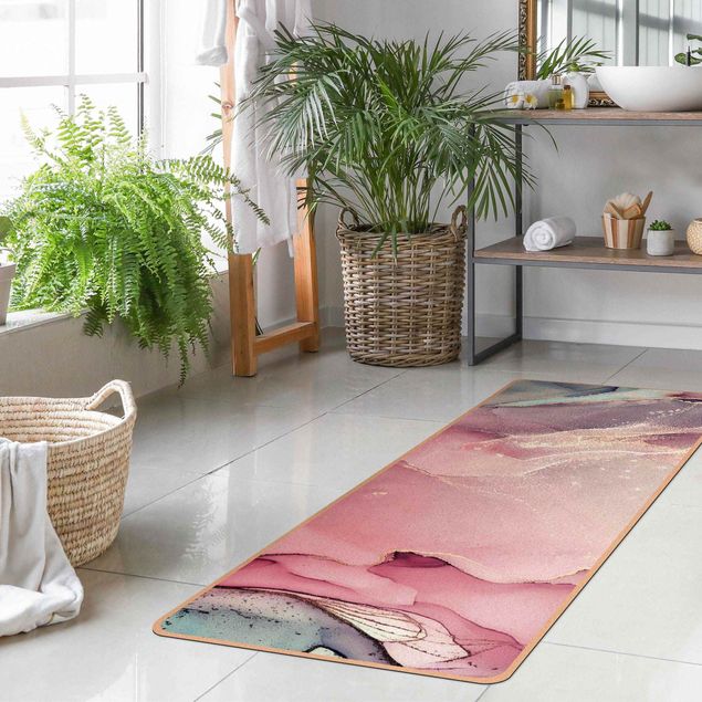 Alfombras grandes Watercolour Pastel Pink With Gold