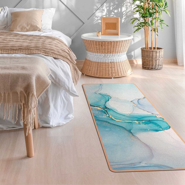 Alfombra colores pastel Watercolour Pastel Turquoise With Gold