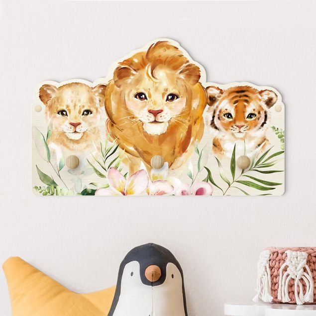 Decoración habitación infantil Watercolour Big Cats Tiger Lion