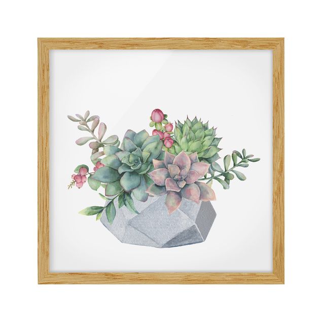 Cuadros de flores modernos Watercolour Succulents Illustration