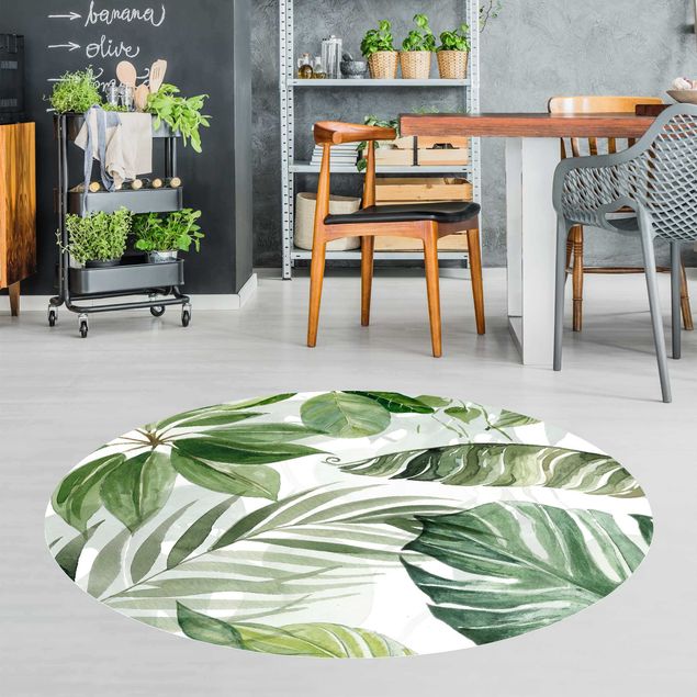 Alfombras modernas Watercolour Tropical Leaves And Tendrils