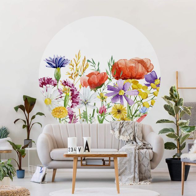 Papel pintado salón moderno Watercolour Flowers