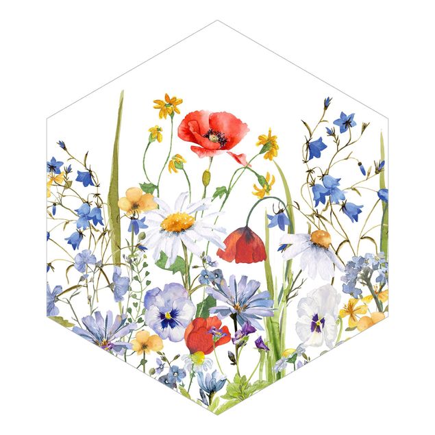 Cuadros Uta Naumann Watercolour Flower Meadow With Poppies