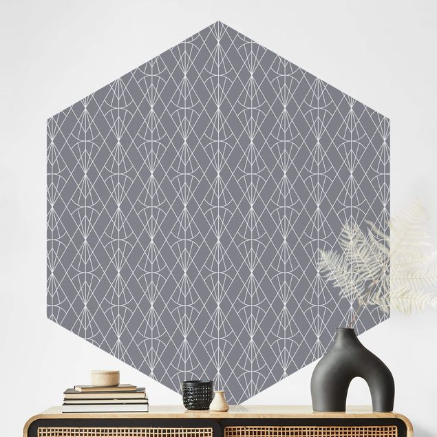 Papel pared geométrico Art Deco Diamond Pattern In Front Of Gray XXL