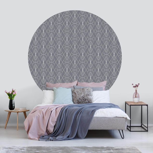 Papel pintado con patrones Art Deco Diamond Pattern In Front Of Grey XXL