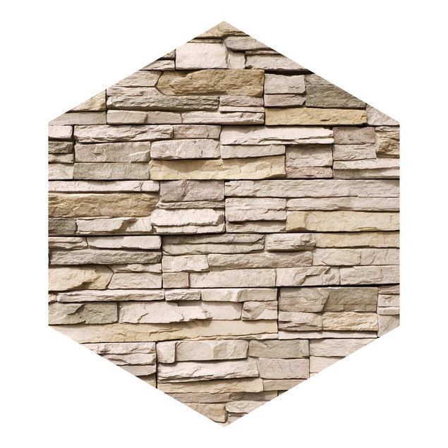 Papel pintado beige Asian Stonewall - Stone Wall From Large Light Coloured Stones