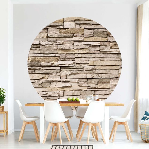 Papel pintado piedra natural Asian Stonewall - Stone Wall From Large Light Coloured Stones
