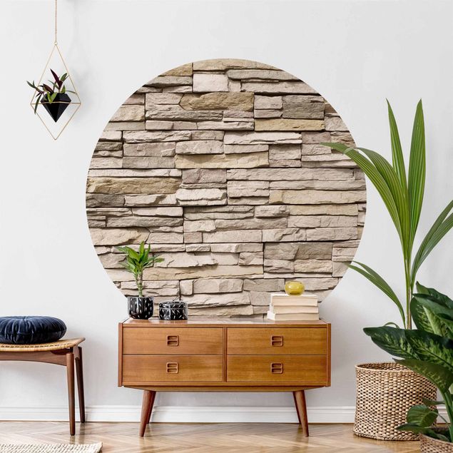 Decoración cocina Asian Stonewall - Stone Wall From Large Light Coloured Stones