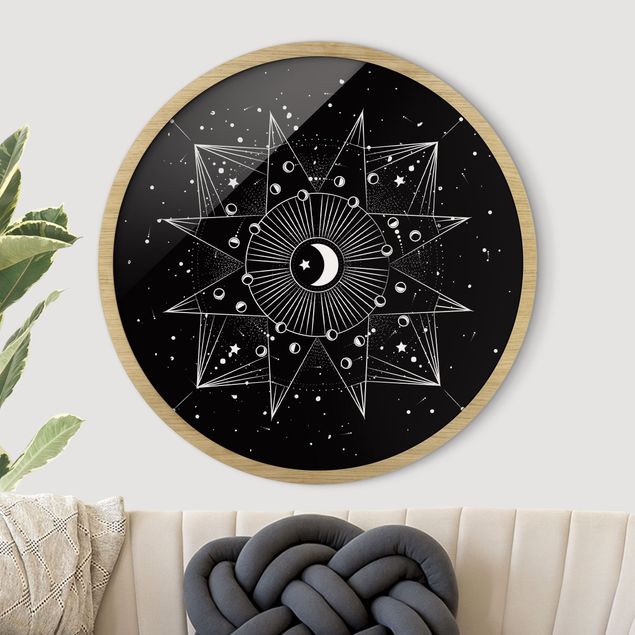 Pósters enmarcados vintage Astrology Moon Magic Black