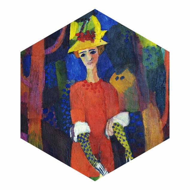 Papel pintado hexagonal August Macke - Woman in Park