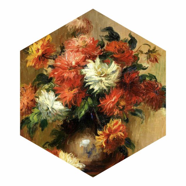 Pintado rústico Auguste Renoir - Still Life With Dahlias