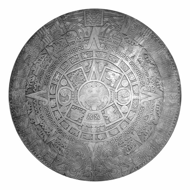Papel pintado con patrones Aztec Ornamentation In A Circle Black And White