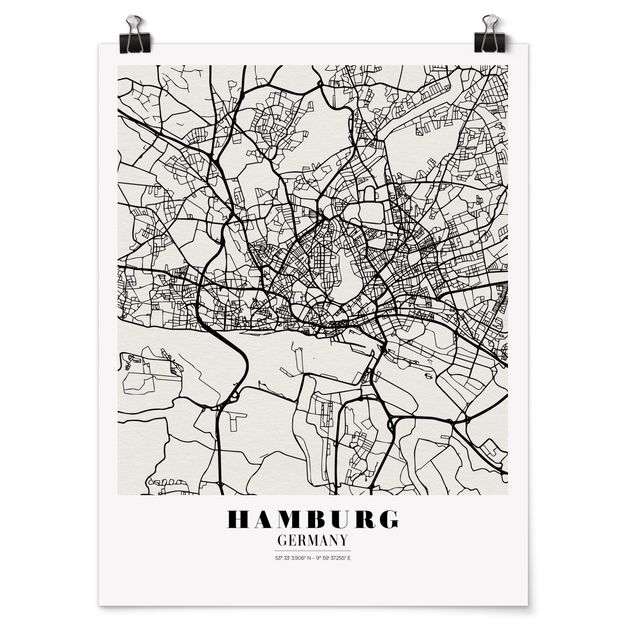 Póster mapamundi Hamburg City Map - Classic