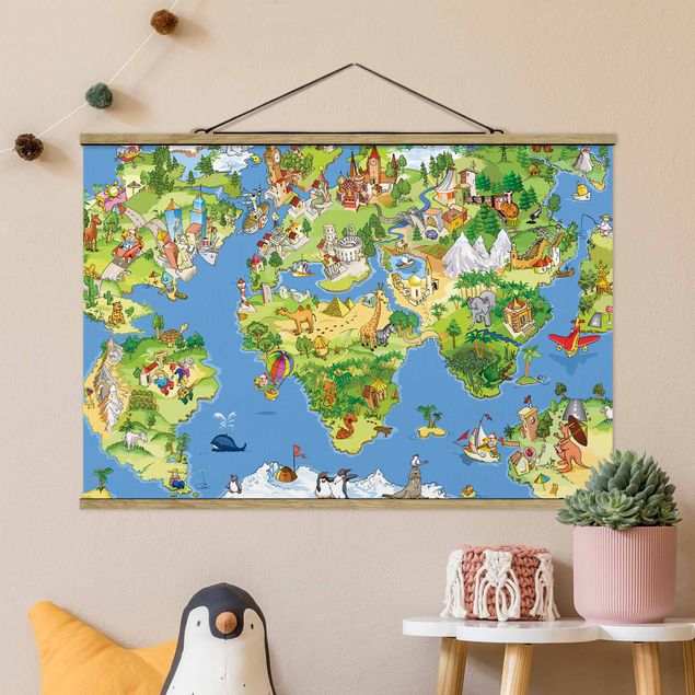 Decoración infantil pared Great and Funny Worldmap