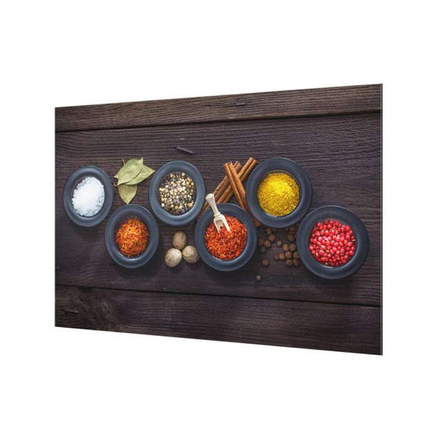 Paneles de vidrio para cocinas Black Bowls with Spices