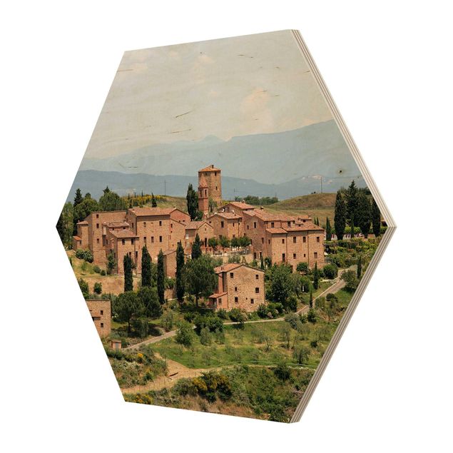 Hexagon Bild Holz - Charming Tuscany