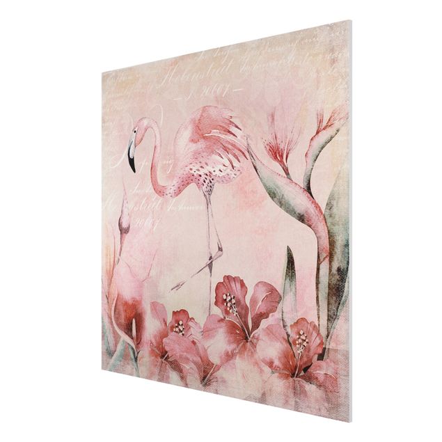 Cuadros flores Shabby Chic Collage - Flamingo