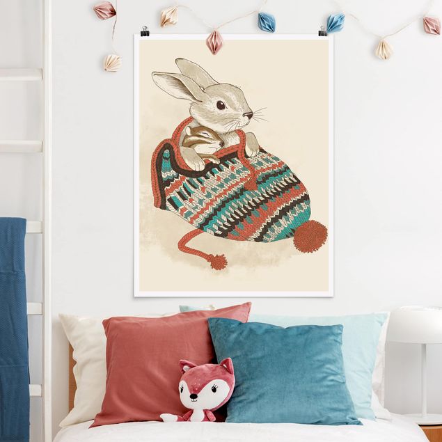 Póster cuadros famosos Illustration Cuddly Santander Rabbit In Hat