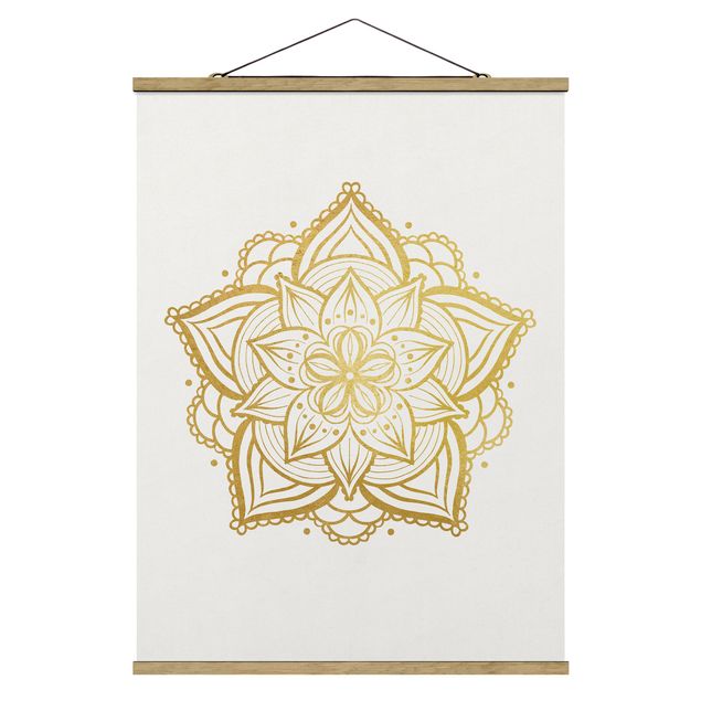 Cuadros espirituales  Mandala Flower Illustration White Gold