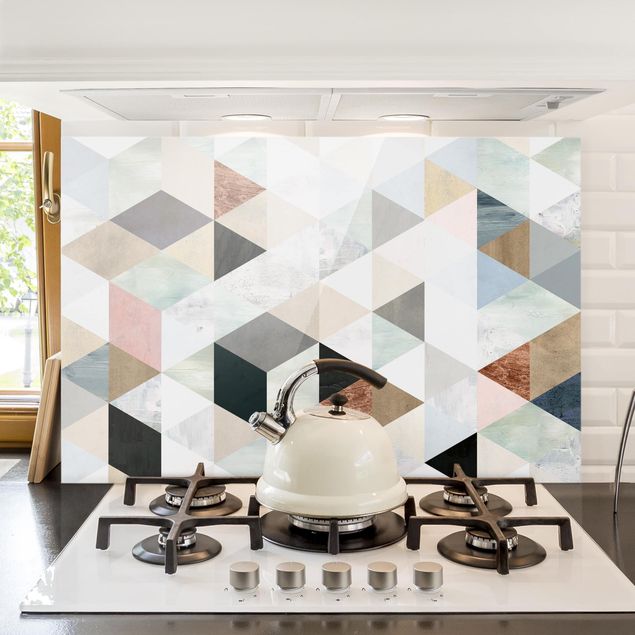 Decoración de cocinas Watercolor Mosaic With Triangles I