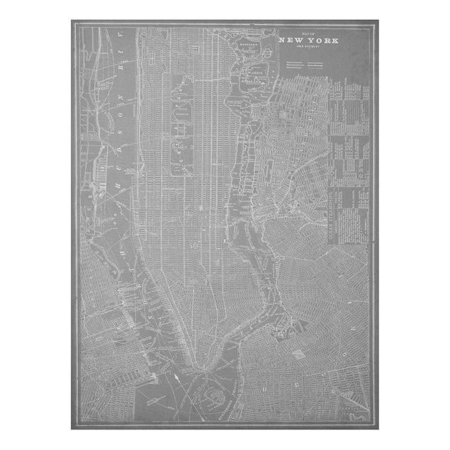 Cuadros de Nueva York Vintage Map New York Manhattan