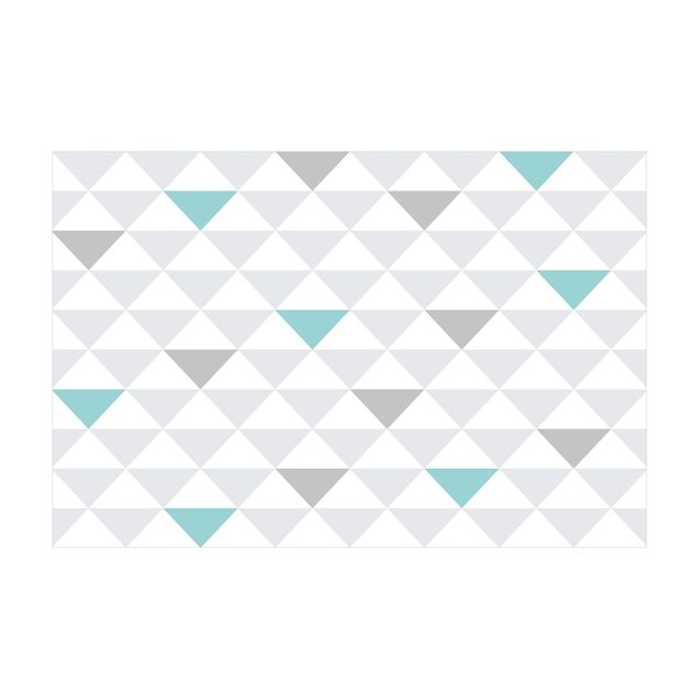 Alfombras grandes No.YK64 Triangles Gray White Turquoise