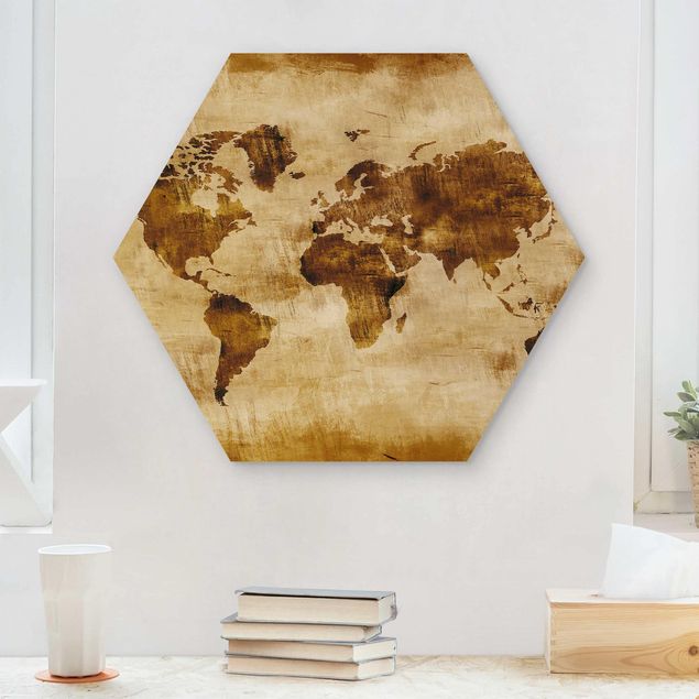 cuadros de madera vintage No.CG75 Map Of The World