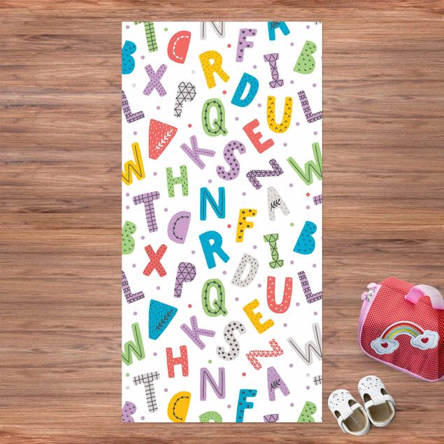 Alfombra balcón Alphabet With Hearts And Dots In Colourful