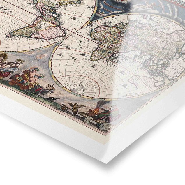 Láminas decorativas Historic World Map Nova Et Accuratissima Of 1664