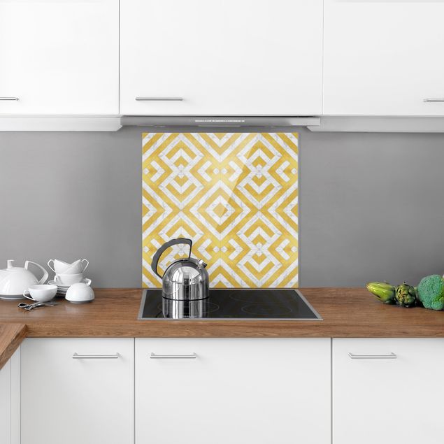 Panel antisalpicaduras cocina patrones Geometrical Tile Mix Art Deco Gold Marble