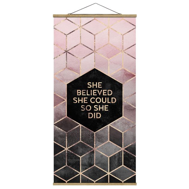 Cuadros frases She Believed She Could Rosé Gold