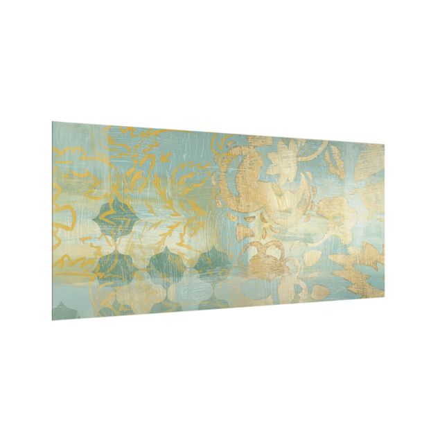 Salpicadero cocina cristal Moroccan Collage In Gold And Turquoise II